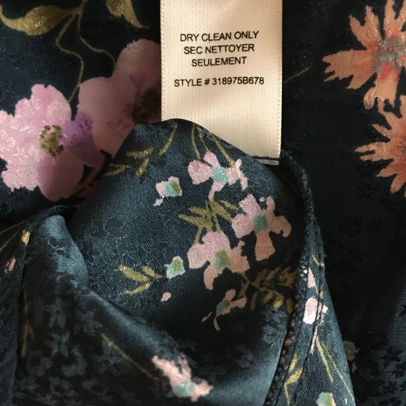 Rebecca Taylor 100% Silk Flutter Sleeve Blouse Size 12 Floral Green Pink V- neck - Picture 8 of 8